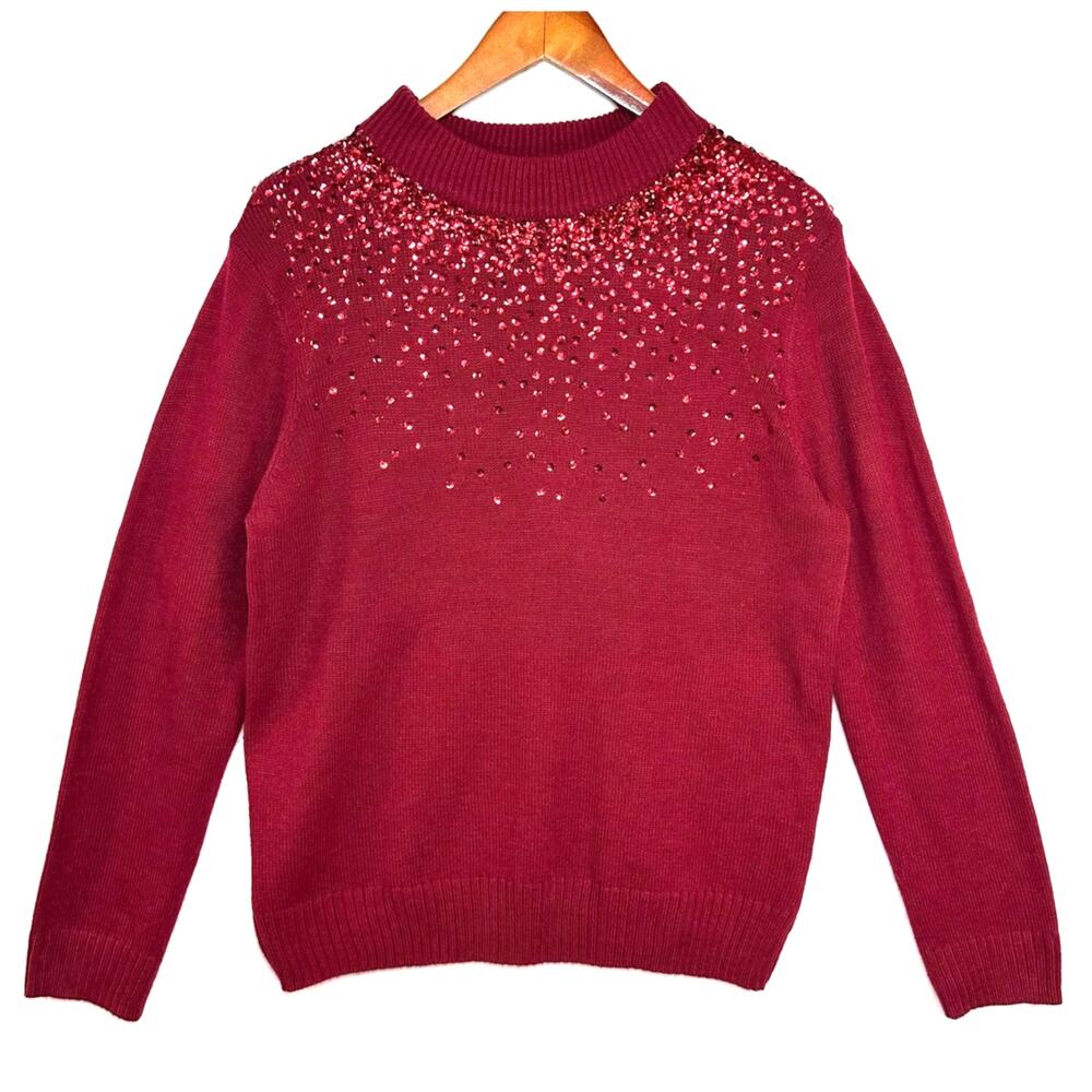 Juicy Couture Red Embellished Crewneck Sweater